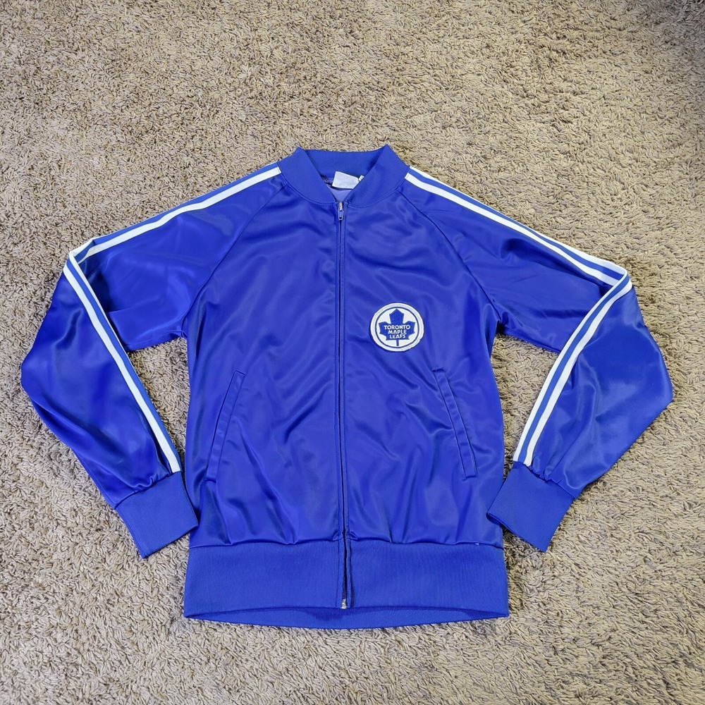 Vintage Cheetah Toronto Maple Leafs Track Suit Jacket Sz S Canada Hockey NHL VTG